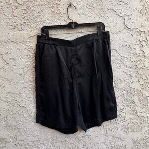 Lahgo 100% Silk Washable Black Lounge Sleep Shorts Mens